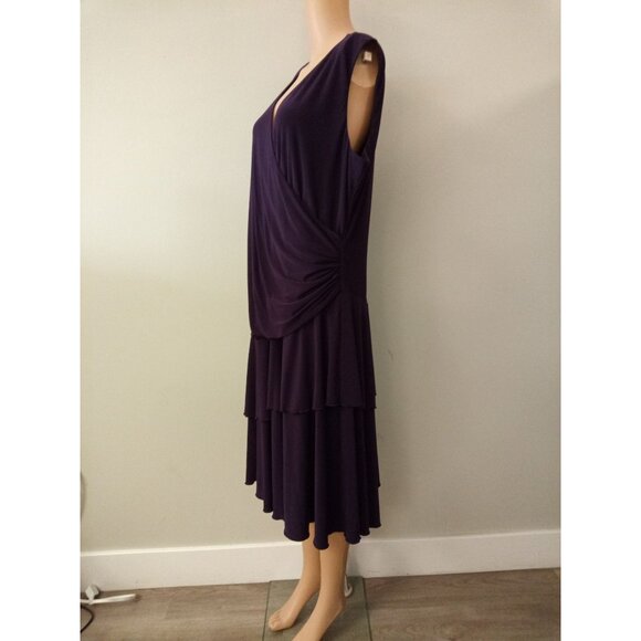 Luxe by Carmen Marc Valvo Women's Purple Midi Dress Size 18W - Picture 2 of 6